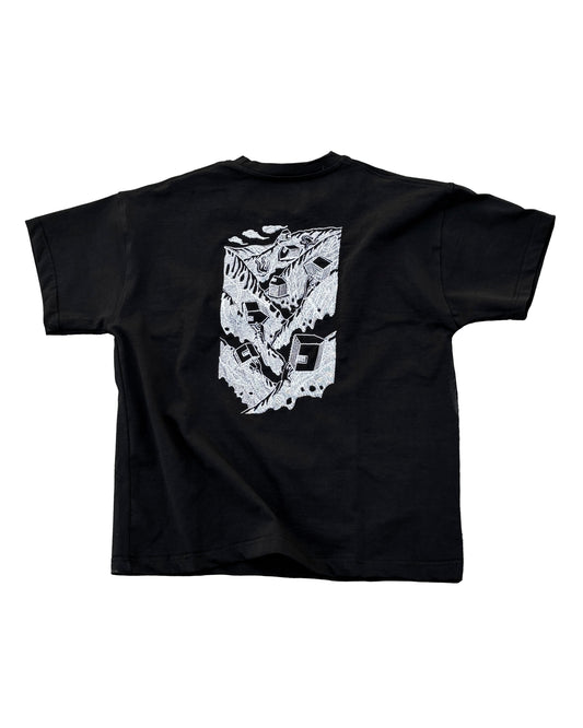 Black Graphic Embroidered Street Tee