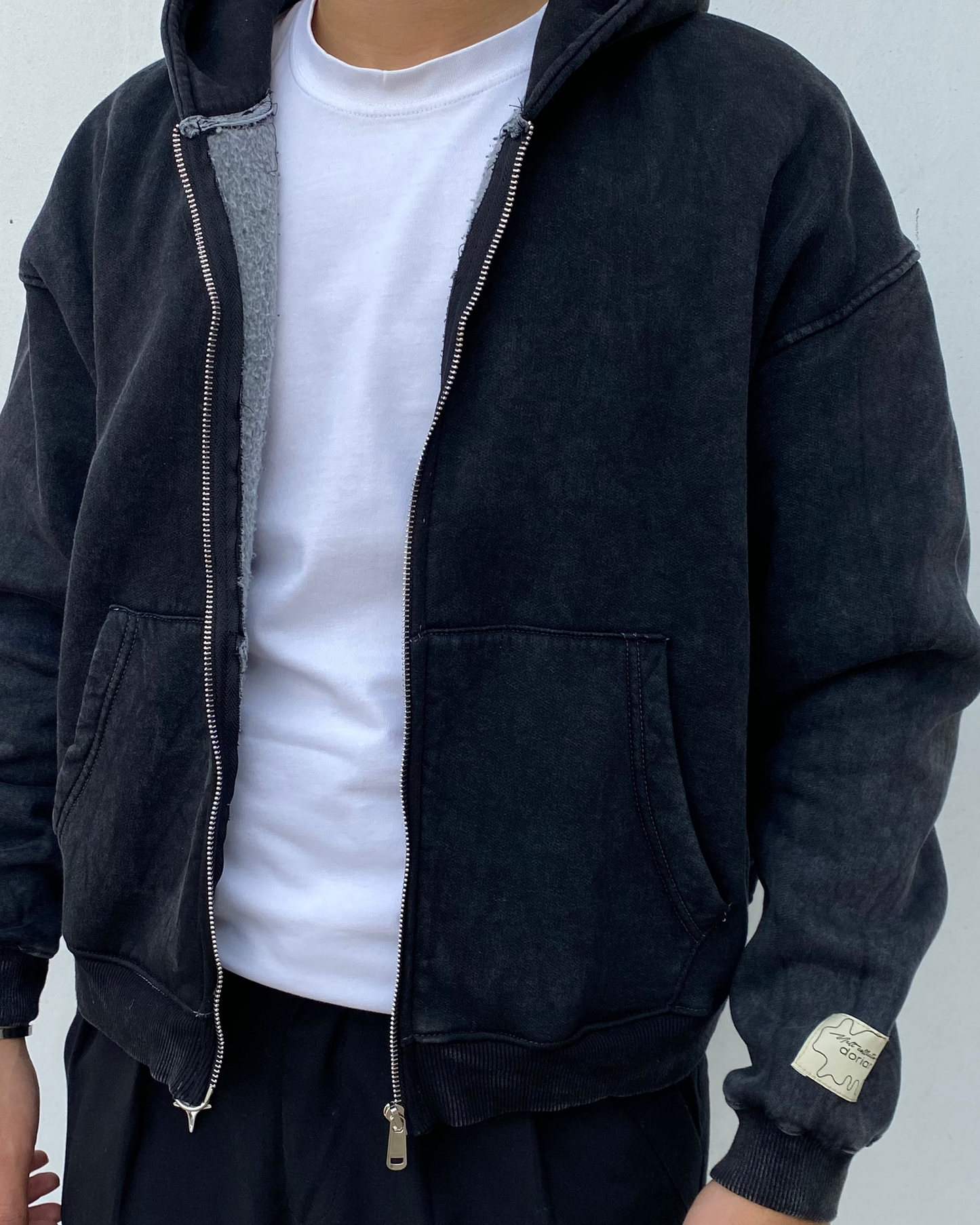 Zip-Hoodie Stone Grey