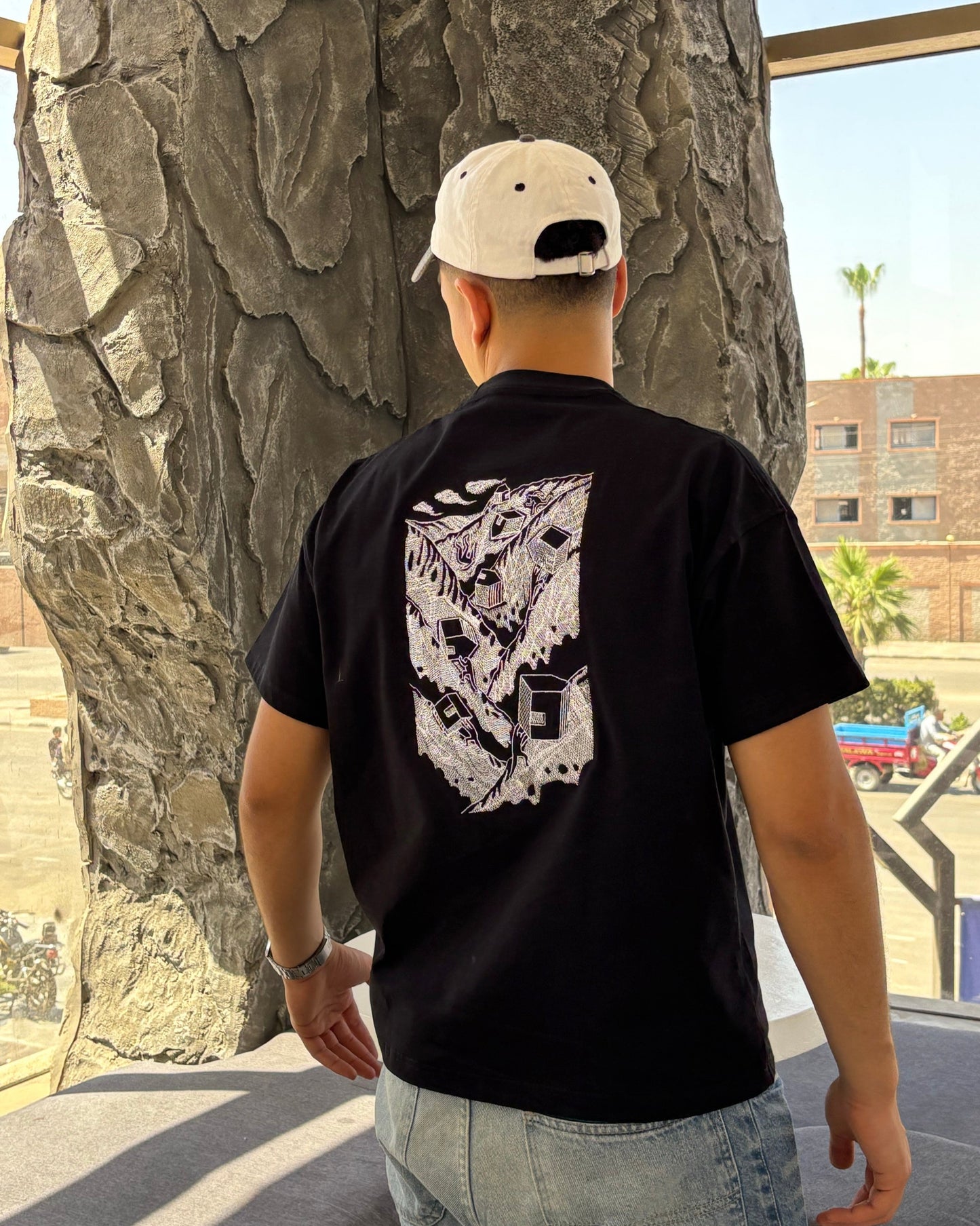 Black Graphic Embroidered Street Tee