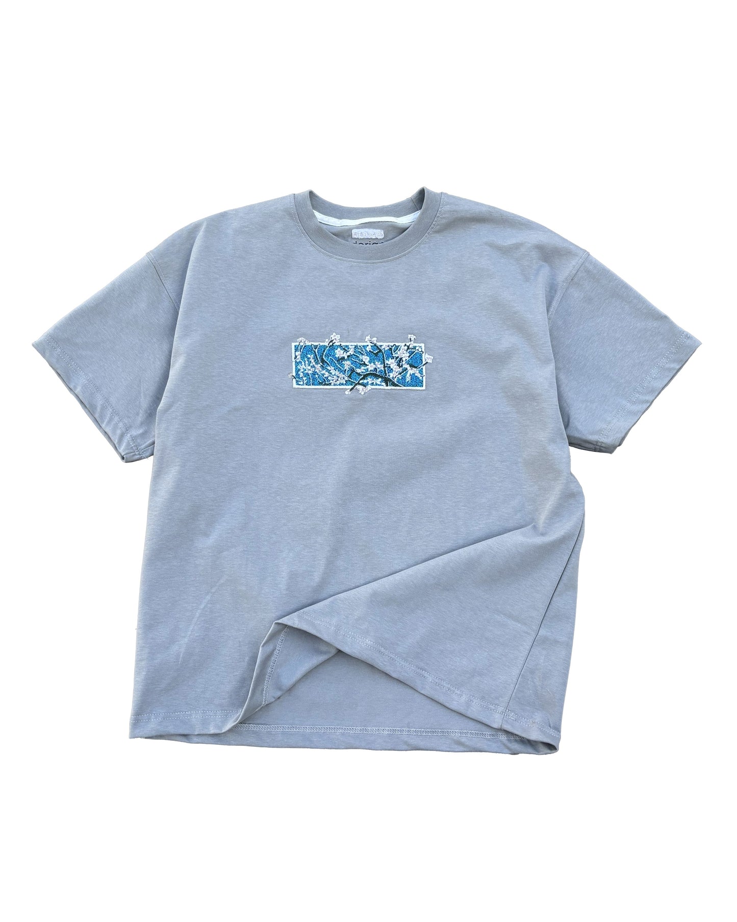 Grey Washed Embroidered Scenic Tee